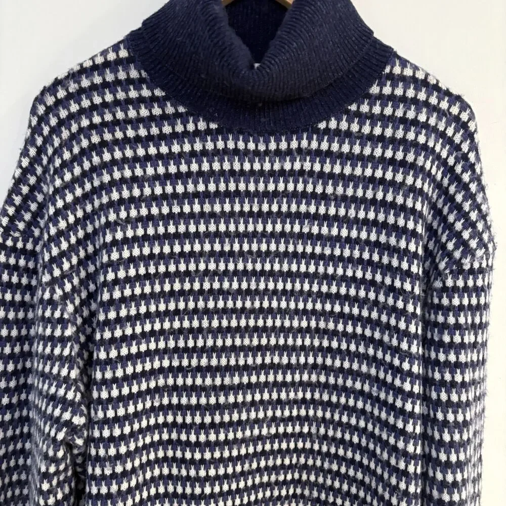 Ted Baker Mens 6 Riber Chunky Roll Neck Wool Blend Sweater Bird Eye Knit XXL